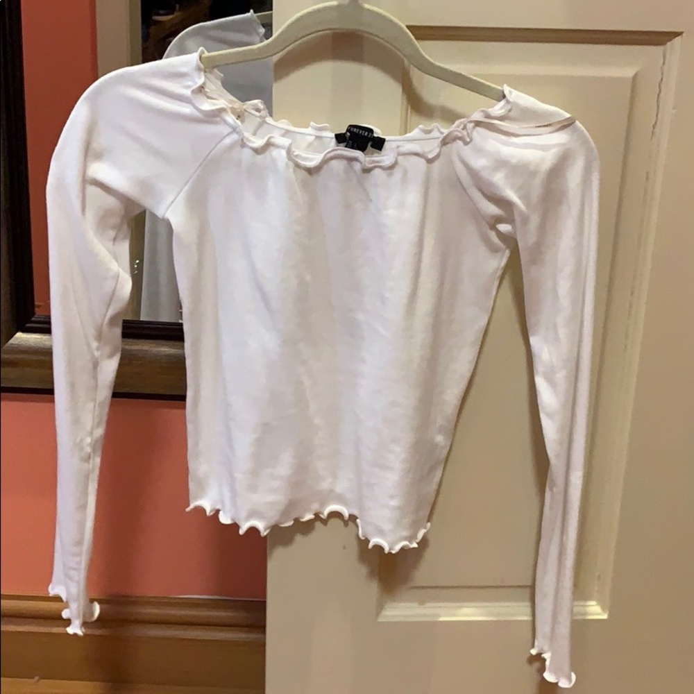 White forever 21 long sleeve summer crop